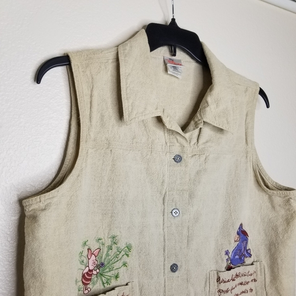 Embroidered Eeyore And Piglet Womens Button Down Shirt Vest The Disney S… - Picture 2 of 16